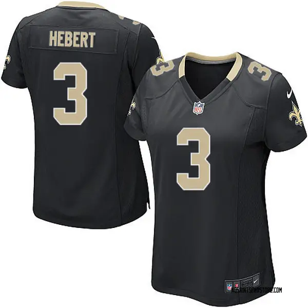 Women's Bobby Hebert New Orleans Saints Game Black Team Color Jersey ...